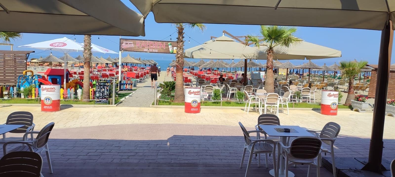 Beach loungers at Raiden