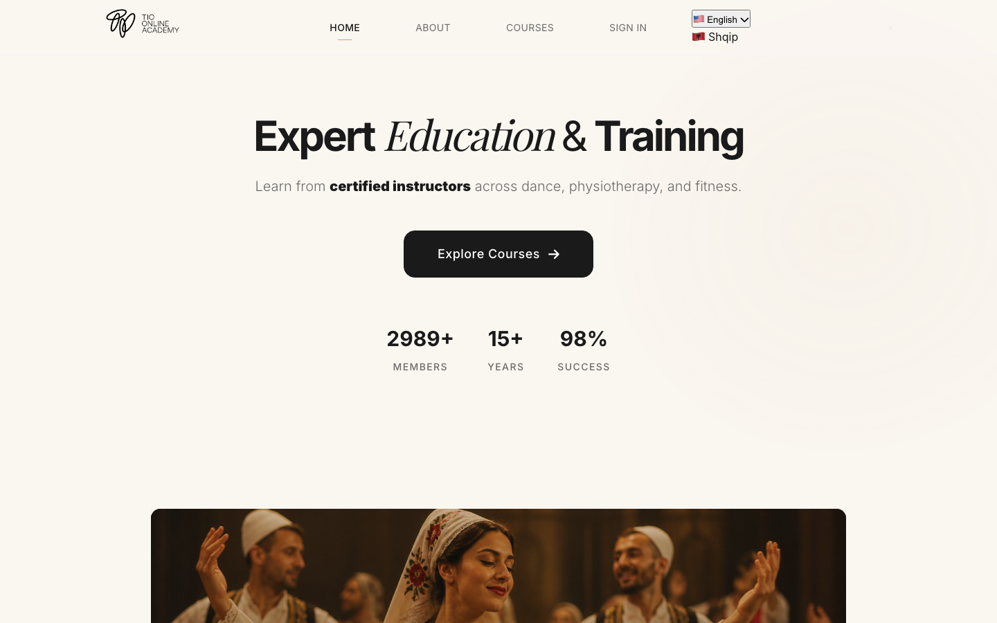 Live Tio Academy homepage
